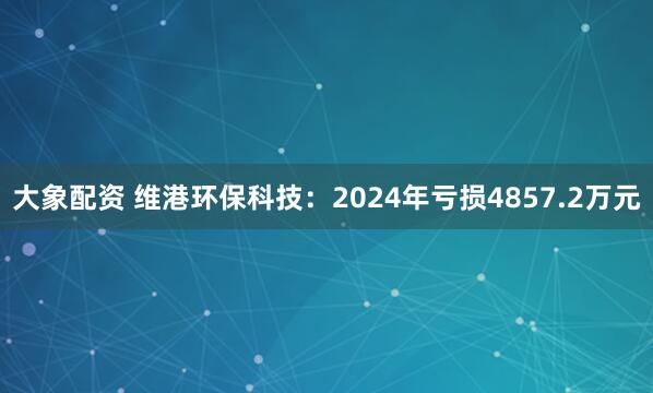 大象配资 维港环保科技：2024年亏损4857.2万元