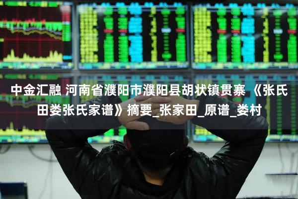 中金汇融 河南省濮阳市濮阳县胡状镇贯寨 《张氏田娄张氏家谱》摘要_张家田_原谱_娄村